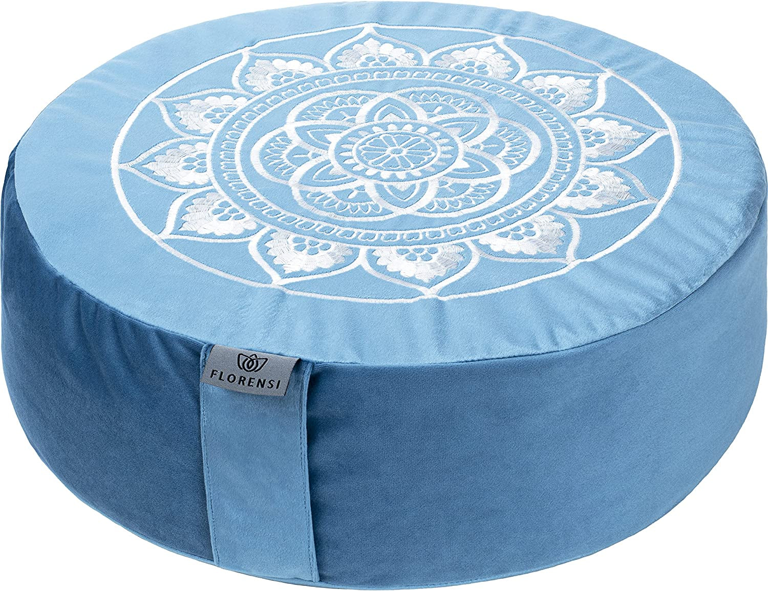 Meditation Cushion - Comfortable Floor Pillow - Traditional Tibetan Meditation Pillow with Beautiful Velvet Cover - Large Floor Cushion Seating for Adults - Premium Yoga Buckwheat Bolster