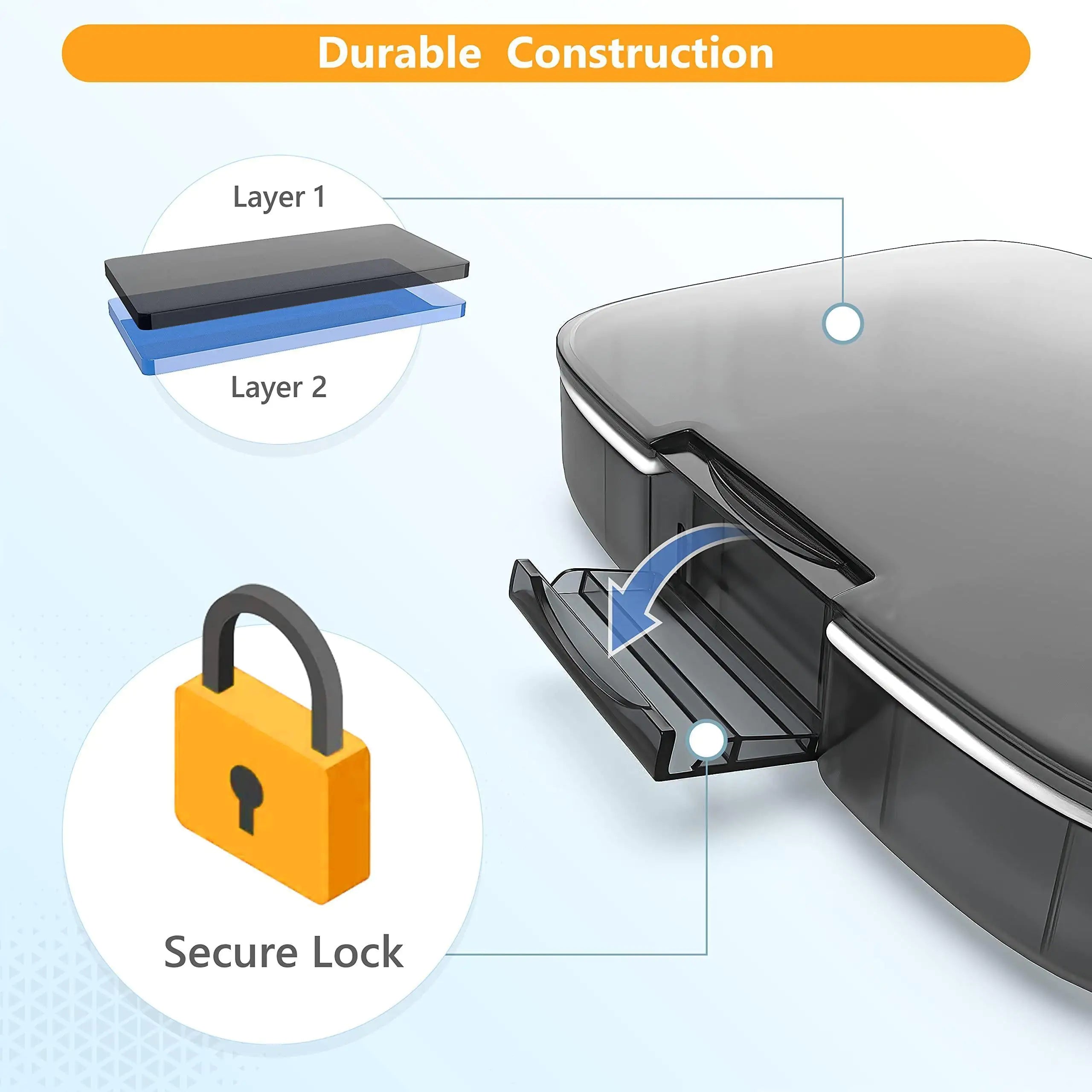 Extra Large Pill Organizer Medicine Case Black Pill Box Adjustable Compartment